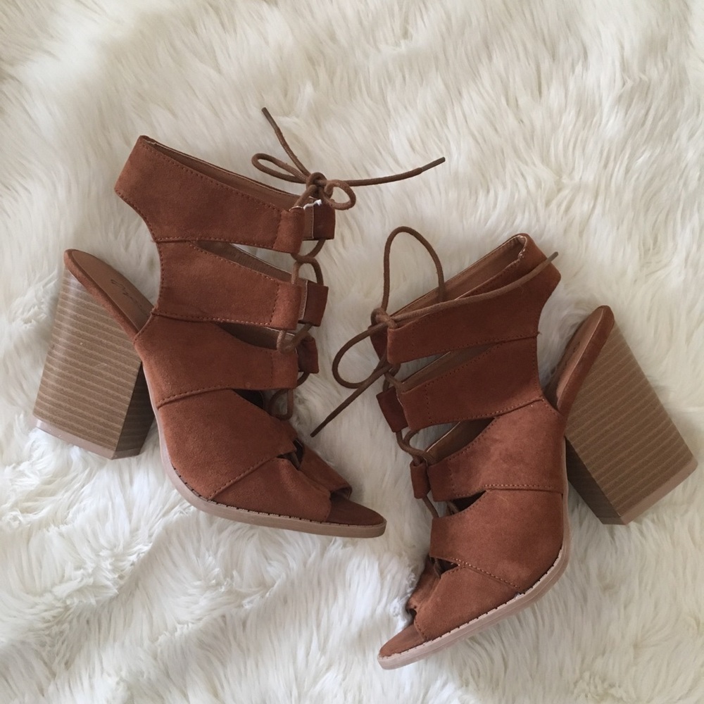 Qupid Lace Up Sandals